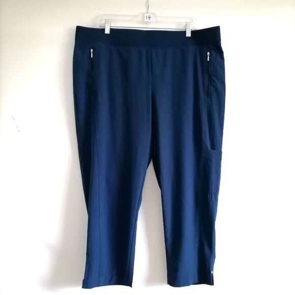 Zenergy By Chico's Womens Navy Blue Elastic Waist Pull On Crop Pants Sz 3 US XL - Picture 1 of 7
